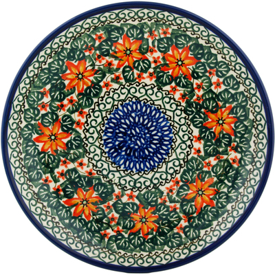 Polish Pottery Dinner Plate 10&frac12;-inch Orange Starflower UNIKAT