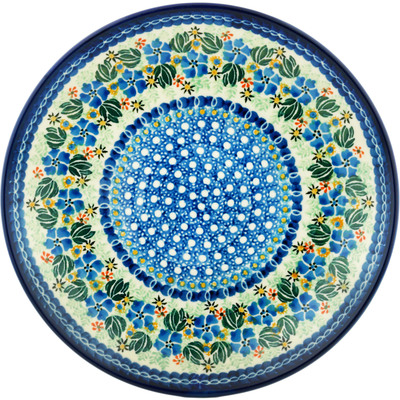 Polish Pottery Dinner Plate 10&frac12;-inch Pansies And Polka Dots UNIKAT