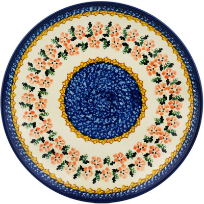 Polish Pottery Dinner Plate 10&frac12;-inch Peach Poppy Ring UNIKAT