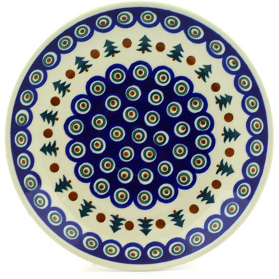 Polish Pottery Dinner Plate 10&frac12;-inch Peacock Evergreen