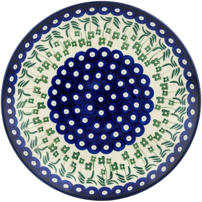 Polish Pottery Dinner Plate 10&frac12;-inch Pushing Poppies Peacock