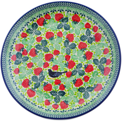 Polish Pottery Dinner Plate 10&frac12;-inch Raven&#039;s Red Berries UNIKAT