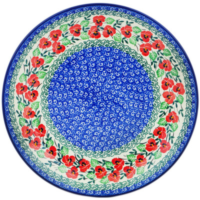 Polish Pottery Dinner Plate 10&frac12;-inch Red Pansy