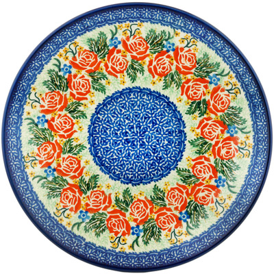 Polish Pottery Dinner Plate 10&frac12;-inch Red Rose Love UNIKAT