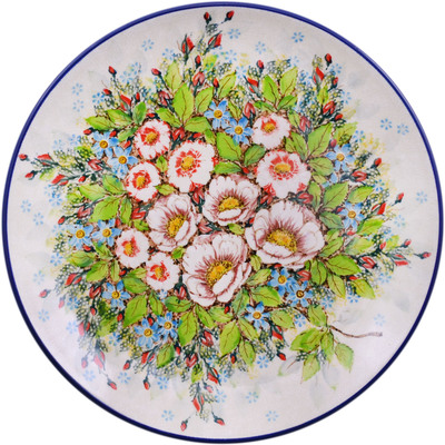 Polish Pottery Dinner Plate 10&frac12;-inch Red Wild Field Flowers UNIKAT
