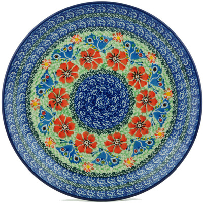 Polish Pottery Dinner Plate 10&frac12;-inch Ring Of Flowers UNIKAT