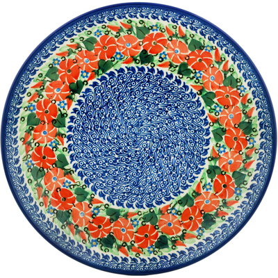 Polish Pottery Dinner Plate 10&frac12;-inch Ring Of Periwinkle UNIKAT