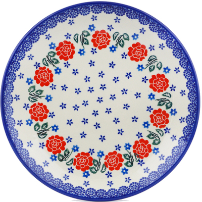 Polish Pottery Dinner Plate 10&frac12;-inch Rose Burst