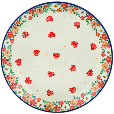 Polish Pottery Dinner Plate 10&frac12;-inch Rosey Starburst Poppy UNIKAT