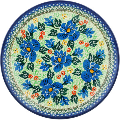 Polish Pottery Dinner Plate 10&frac12;-inch Sapphire Hibiscus UNIKAT