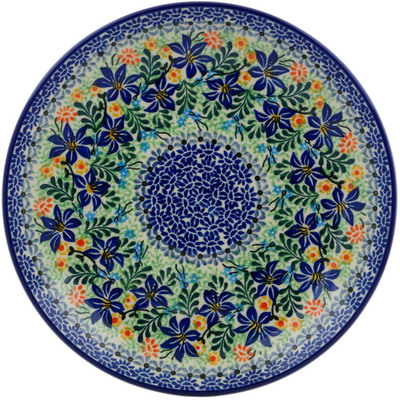 Polish Pottery Dinner Plate 10&frac12;-inch Sapphire Lilies UNIKAT