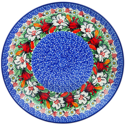 Polish Pottery Dinner Plate 10&frac12;-inch Scarlet Flora UNIKAT