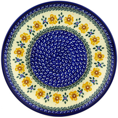 Polish Pottery Dinner Plate 10&frac12;-inch Sea Fall Yellow Flowers