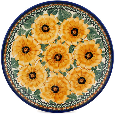 Polish Pottery Dinner Plate 10&frac12;-inch Sienna Sunflower UNIKAT