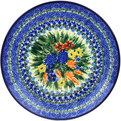 Polish Pottery Dinner Plate 10&frac12;-inch Splendid Blue Meadow UNIKAT