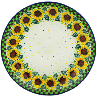 Polish Pottery Dinner Plate 10&frac12;-inch Summer Sunflower UNIKAT