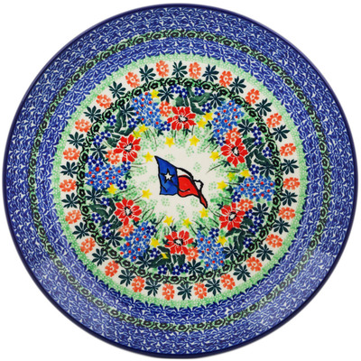 Polish Pottery Dinner Plate 10&frac12;-inch Texas Flag UNIKAT