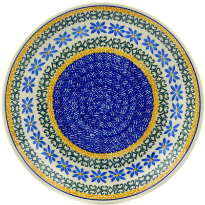 Polish Pottery Dinner Plate 10&frac12;-inch Water Asters