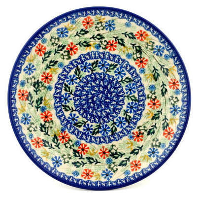 Polish Pottery Dinner Plate 10&frac12;-inch Wildflowers In The Wind UNIKAT