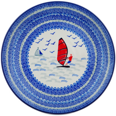 Polish Pottery Dinner Plate 10&frac12;-inch Windsurfing UNIKAT