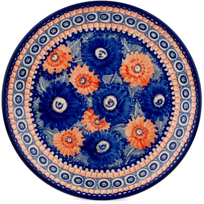 Polish Pottery Dinner Plate 10&frac12;-inch Winter Chrysanthemums UNIKAT