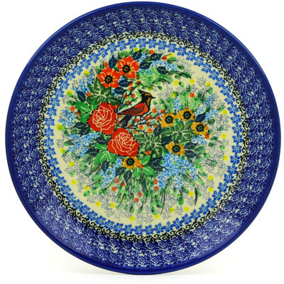 Polish Pottery Dinner Plate 10&frac12;-inch Woodpecker Meadow UNIKAT