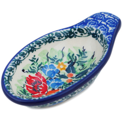 Polish Pottery Dish for Pits 4&quot; Blue Daisy Bouquet UNIKAT