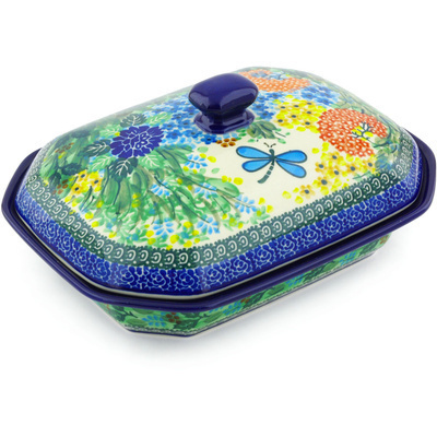 Polish Pottery Dish with Cover 10&quot; Garden Delight UNIKAT