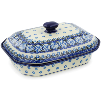 Polish Pottery Dish with Cover 12&quot;