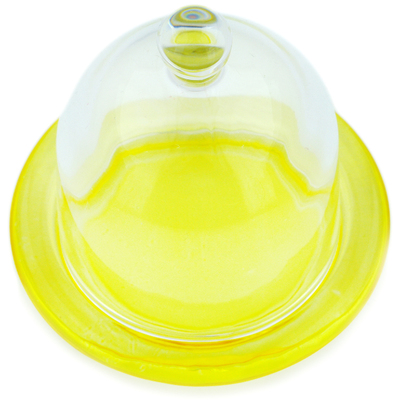 Glass Dish with Cover 4&quot; Yellow