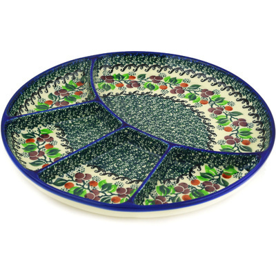 Polish Pottery Divided Dish 10&quot; Berry Garland