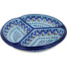 Polish Pottery Divided Dish 10&quot; Blue Ice
