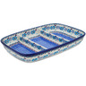 Polish Pottery Divided Dish 13&quot; Blooming Blues