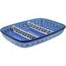 Polish Pottery Divided Dish 13&quot; Crocheted Granny Squares