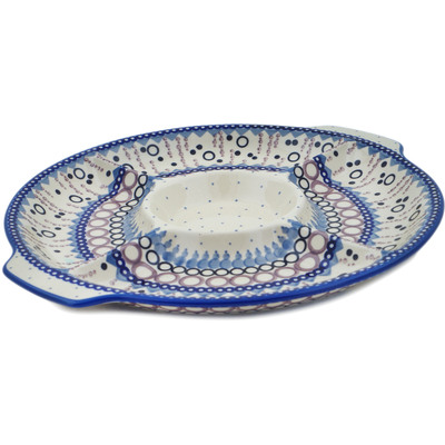 Polish Pottery Divided Dish 14&quot; Abstract Eruption UNIKAT