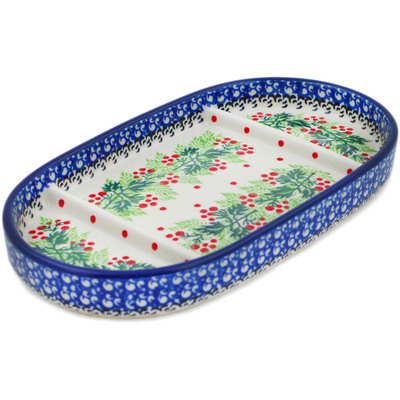 Polish Pottery Divided Dish 8&quot; Blooming Rowan