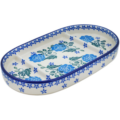 Polish Pottery Divided Dish 8&quot; Flowers In The Snowfall