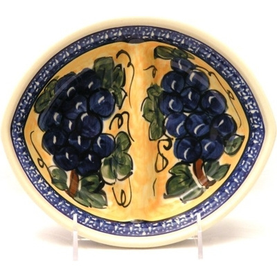 Polish Pottery Divided Dish 8&quot; Tuscan Grapes