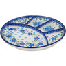Polish Pottery Divided Dish 9&quot; Blue Blossom
