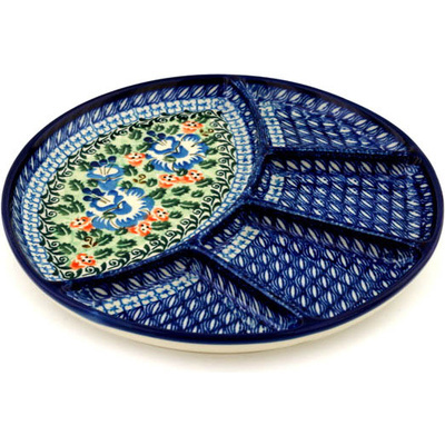 Polish Pottery Divided Dish 9&quot; Orchid Delight UNIKAT
