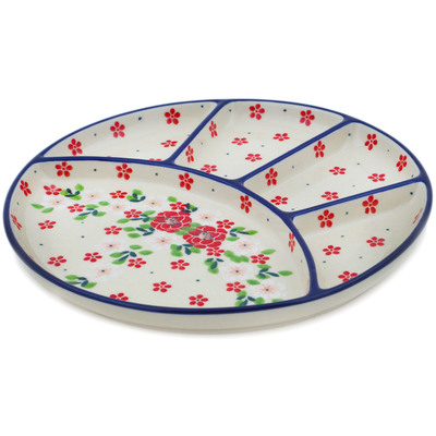 Polish Pottery Divided Dish 9&quot; Rosy Cheeks