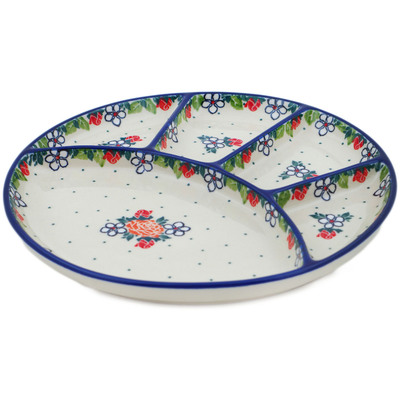 Polish Pottery Divided Dish 9&quot; Spring&#039;s Arrival