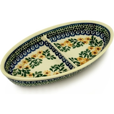 Polish Pottery Divided Dish 9&quot; Summer Day