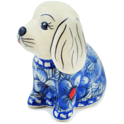 Polish Pottery Dog Figurine 4&quot; Blue Heaven UNIKAT