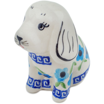 Polish Pottery Dog Figurine 4&quot; Greek Daisies