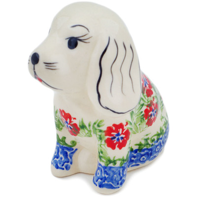 Polish Pottery Dog Figurine 4&quot; Midsummer Bloom