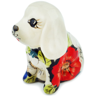 Polish Pottery Dog Figurine 4&quot; White Provence UNIKAT