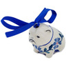 Polish Pottery Dog Ornament 2&quot; Peacock Forget-me-not