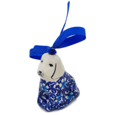 Polish Pottery Dog Ornament 3&quot; Flowers On The Lake