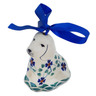 Polish Pottery Dog Ornament 3&quot; Lucky Blue Clover